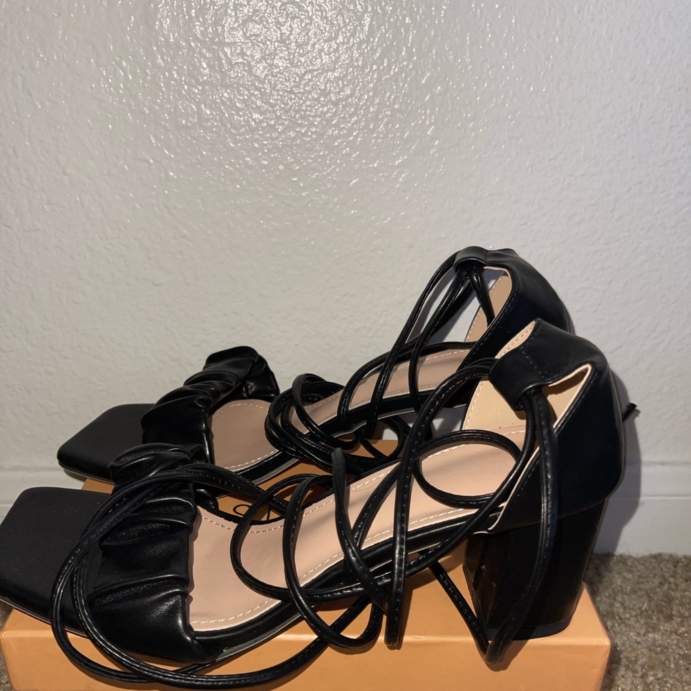 Black heels with straps